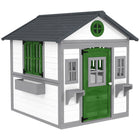 Outsunny - maisonnette de jeu extérieure en bois pour enfants ou poulailler avec porte, fenêtres, bacs à fleurs - blanc-Une entrée principale, des fenêtres rétro, 2 jardinières et 2 adorables pots de fleurs inclus pour une véritable expérience de jeu 