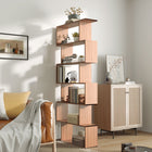 HOMCOM - Bibliothèque géométrique à 6 niveaux en bois - bois naturel-Surface couleur érable imperméable, résistante à l'humidité et facile à nettoyer 