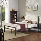 Modway Mia Fabric Full Bed - Brown Beige-Steel rod mattress support system