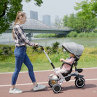 Aosom - tricycle 6-en-1 pour tout-petits avec siège pivotant - gris-Canopy réglable sur 5 niveaux, poignée de poussée réglable, inclinaison du siège, position du siège 