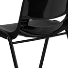 Chaise coquille noir pour enfants ergonomique et empilable de la série HERCULES avec hauteur de siège de 14 po.-Le dossier ventilé permet la circulation de l'air