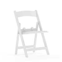 Flash Furniture Chaise pour enfants pliante en résine blanche avec siège rembourré en vinyle blanc-Chaise pliante en résine