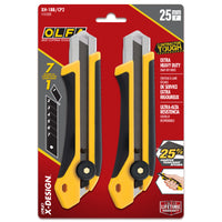 OLFA XH-1 25mm Fiberglass-Reinforced Ratchet-Lock Utility Knife - 2 Pack-Fiberglass-reinforced body