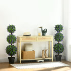 HOMCOM 3.5' Potted Artificial Plant Ball Tree with Lavender Flowers - Green - 2 Pack-Beautiful leaves and lavender flowers: voluptuous and vibrant. Textured for extra realness 