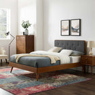Modway Bridgette Wood Full Platform Bed with Splayed Legs - Walnut Charcoal-Wood, MDF, and Veneer Construction