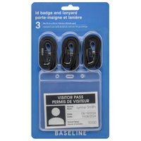Baseline ID Badges and Lanyards - 3-7/8" x 2-5/8" - 3 Pack-Lanyard and badge holder kit