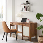 Modway Capri 49" Wood Grain Office Desk - Walnut-Linen-Textured Door
