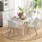 HOMCOM - Chaises de salle à manger modernes avec coussin en cuir PU et cadre en bois - blanc - lot de 4-Assise épaisse rembourrée de mousse et revêtement en similicuir pour plus de confort 
