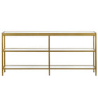 Hudson&Canal Alexis 64"W Console Table - Brass-Features a tempered glass top and shelves