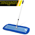 Gritt Commercial - Ensemble de vadrouille à poussière tout-en-un en microfibre 36 po avec manche télescopique de 72 po-Cadre fabriqué en fil métallique noir enduit de poudre, résistant à la rouille