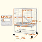 PawHut 34" H 2-Tier Rolling Small Animal Cage - Light Grey-Ramp, water bottle and food bowl included 