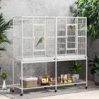 PawHut - grande cage à oiseaux 64 po, cage à perroquet en métal sur roulettes - blanc-Conception adaptée aux animaux pour éviter que les oiseaux ne se coincent ou ne restent bloqués entre les barreaux 