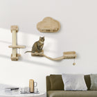 PawHut Cat Wall Shelf with Scratching Post, Play Balls and Platforms-Made of a particleboard structure ensures stability 