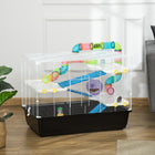 PawHut 31" Large Hamster Cage with Tunnel Tube System - Black-The front door allows you access to your hamster easily