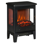 HOMCOM Electric Fireplace with Adjustable Log Flame Effect - Black-Freestanding electric fireplace with 3-sided transparent design for better viewing 