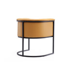 Manhattan Comfort Cosmopolitan 24" Mid-Century Modern Faux Leather Upholstered Dining Chair - Saddle and Black - Set of 2-Delivered to you Fully Assembled! No Assembly Required