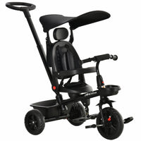 Qaba - Tricycle pour tout-petit 4 en 1 trike pour enfants - noir-Conception 4 en 1 avec poignée de poussée parentale amovible, canopy et barre de protection détachables 