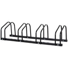 Soozier 4-Bike Bicycle Floor Parking Rack for Indoor and Outdoor Use - Black-Made from heavy duty steel for long term durability