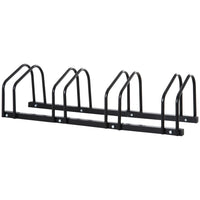 Soozier 4-Bike Bicycle Floor Parking Rack for Indoor and Outdoor Use - Black-Made from heavy duty steel for long term durability