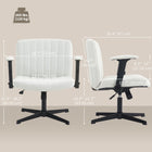 HOMCOM - Fauteuil de bureau large à croisillons avec accoudoirs - sans roulettes - beige-Siège pivotant pour plus de mobilité 