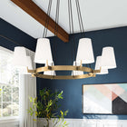 Modway - Surround 8-Lumière Lustre - Laiton en satin blanc-Câbles à hauteur ajustable