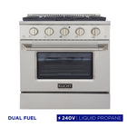 Kucht 30" KDF Series Pro Style Propane Gas Dual Fuel Range - Stainless Steel-Dual bake elements deliver powerful performance: 3,000 watts (base) and 850 watts (top), with a 3,500-watt broiler for intense top heat