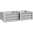 Outsunny - Jardin surélevé 2 pi x 2 pi x 1 pi 2 pièces avec cadre en acier galvanisé pour légumes - gris clair - Paquet de 2-Ensemble de deux jardinières en acier galvanisé 