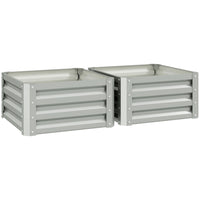 Outsunny - Jardin surélevé 2 pi x 2 pi x 1 pi 2 pièces avec cadre en acier galvanisé pour légumes - gris clair - Paquet de 2-Ensemble de deux jardinières en acier galvanisé 