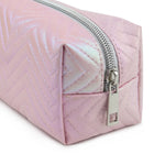 Fashion Stationery Shimmer Chevron Pencil Case - 8.27" L x 2.76" W x 2.95" H - Pink-Secure zipped compartment
