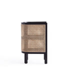Manhattan Comfort Versailles 11.81" Industry Chic End Table - Black/Natural Cane-Includes 2 Fixed Shelves Perfect for Magazines and Home Decor