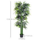 Outsunny - Arbre de bambou artificiel 6 pi en pot pour décoration intérieure - vert-De la mousse en PE et du terreau cimenté sont inclus pour plus de stabilité et de réalisme 