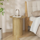 HOMCOM Round Side Table - Oak-Colour: Oak