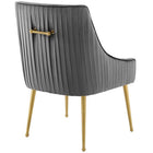 Modway - Discern Dos plissé Velours Performance Rembourré Chaise à manger Ensemble de 2 - Gris-Acier inoxydable en or brossé