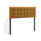 Modway - Emily Tissu tapis Tête de lit pleine grandeur, Cuivre-Touffage de boutons