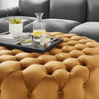 Modway Amour Tufted Button Large Round Performance Velvet Ottoman - Cognac-Dense Foam Padding