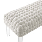 Modway Prologue Woven Performance Velvet Ottoman - White-Non-Marking Foot Glides