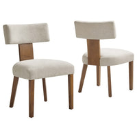 Modway Nalani Fabric Upholstered Dining Chairs - Heathered Weave Ivory/Deep Brown - 2 Pack-Dining Chair Set