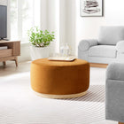 Modway Tilden Large 29" Round Performance Velvet Upholstered Ottoman - Rust/Natural-Dense Foam Padding