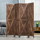 HOMCOM 4-Panel Freestanding Room Divider for Home Office - Natural-Folding design with 4 panels makes it easy to create a new look and saves space when stored
