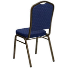 Flash Furniture – Chaise banquet empilable Hercules, dossier couronne, tissu bleu marine, motifs, base dorée, 4/pqt-Conception à dossier couronne