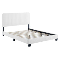 Modway Celine Channel Tufted Performance Velvet Full Platform Bed - White-Full Platform Bed