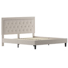 Flash Furniture - Lit plateforme Roxbury très grand touffeté en tissu beige-Tête de lit à panneau