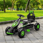 Aosom - Go-kart à pédales avec siège réglable, roues en caoutchouc et amortisseur - vert-Cadre en acier et matériau PP 