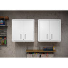 Manhattan Comfort - Ensemble de 2 armoires de garage modernes Fortress 30" - Blanc-Comprend 2 portes et 1 étagère réglable