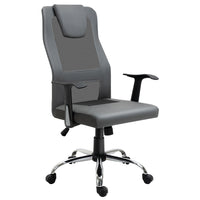 Vinsetto High Back Mesh Computer Desk Chair with Armrests - Grey-Executive office chair with quality mesh and PU leather combination