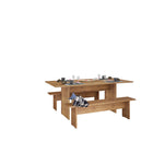 Manhattan Comfort Nomad 67.91" Modern Dining Set - Nature - Set of 3-Feel the Wood Grain with the Protouch Finish