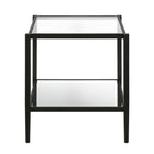 Hudson&Canal Hera 20"W Square Side Table with Mirror Shelf - Blackened Bronze-Features a tempered glass top and shelf