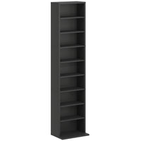 HOMCOM 9-Tier Media Storage Cabinet - 55.1" H - Black-Holds up to 260 CDs in nine shelves