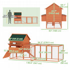 PawHut 137" Chicken Coop with Run Nesting Box - Orange-Anti-UV and weather-resistant asphalt roof prevent from harsh weather elements 