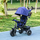 Qaba - Tricycle 6 en 1 pour tout-petits de 1 à 5 ans avec poignée parentale - bleu foncé-Cadre en acier garantissant la durabilité et la sécurité pour les jeunes utilisateurs 